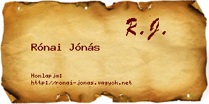 Rónai Jónás névjegykártya